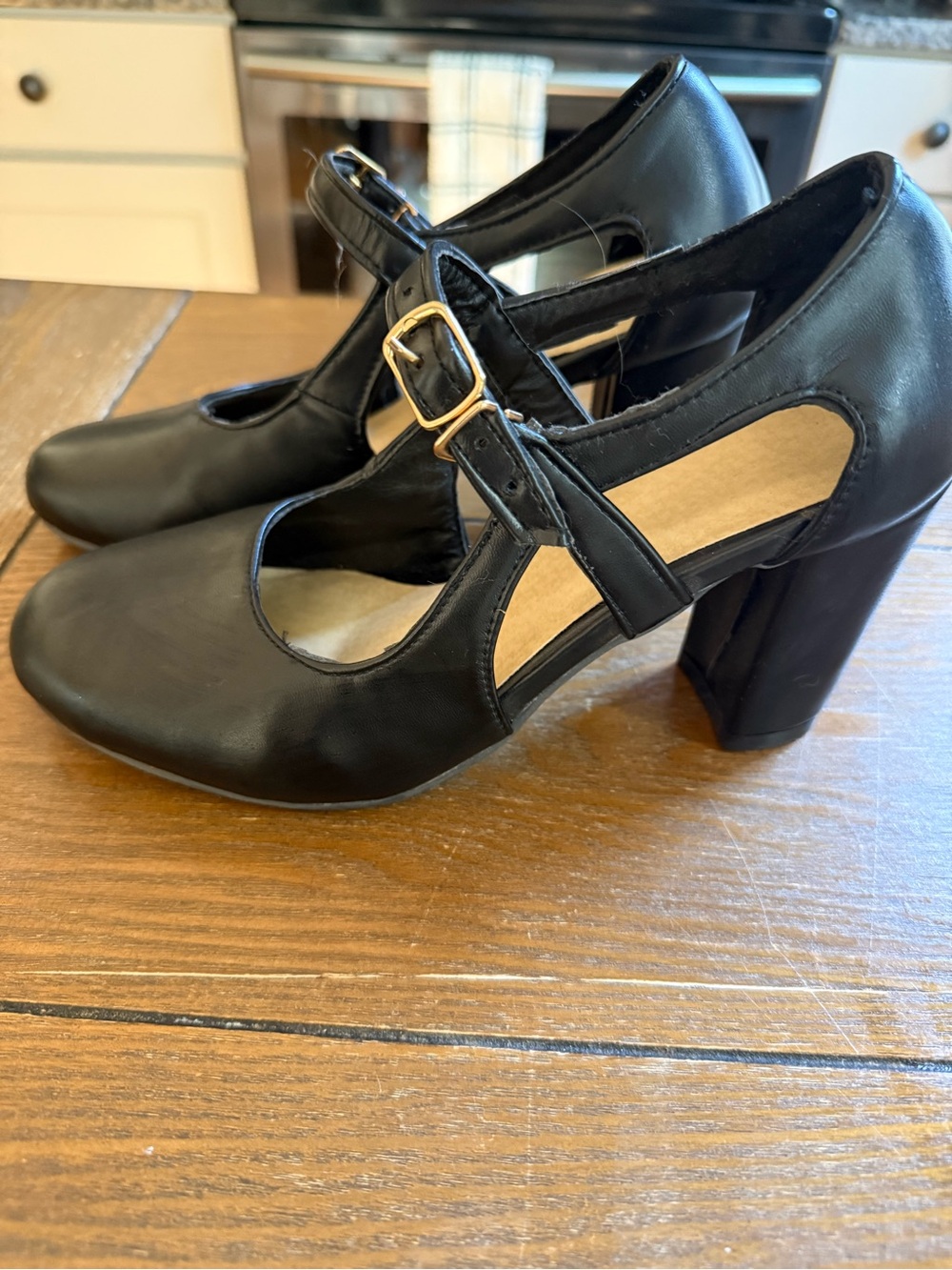 Classic Black Mary Jane Block Heel Pumps